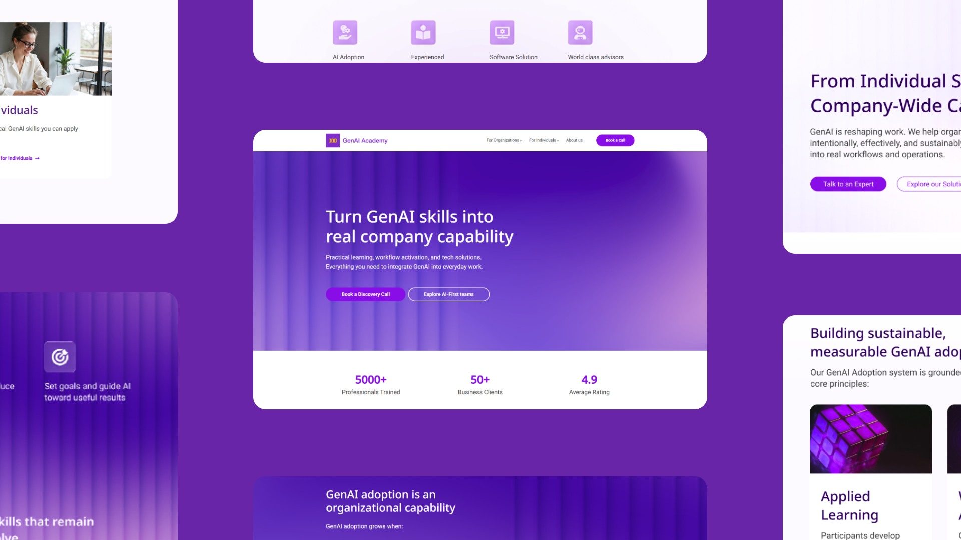 100mentors GenAI Academy website mockup