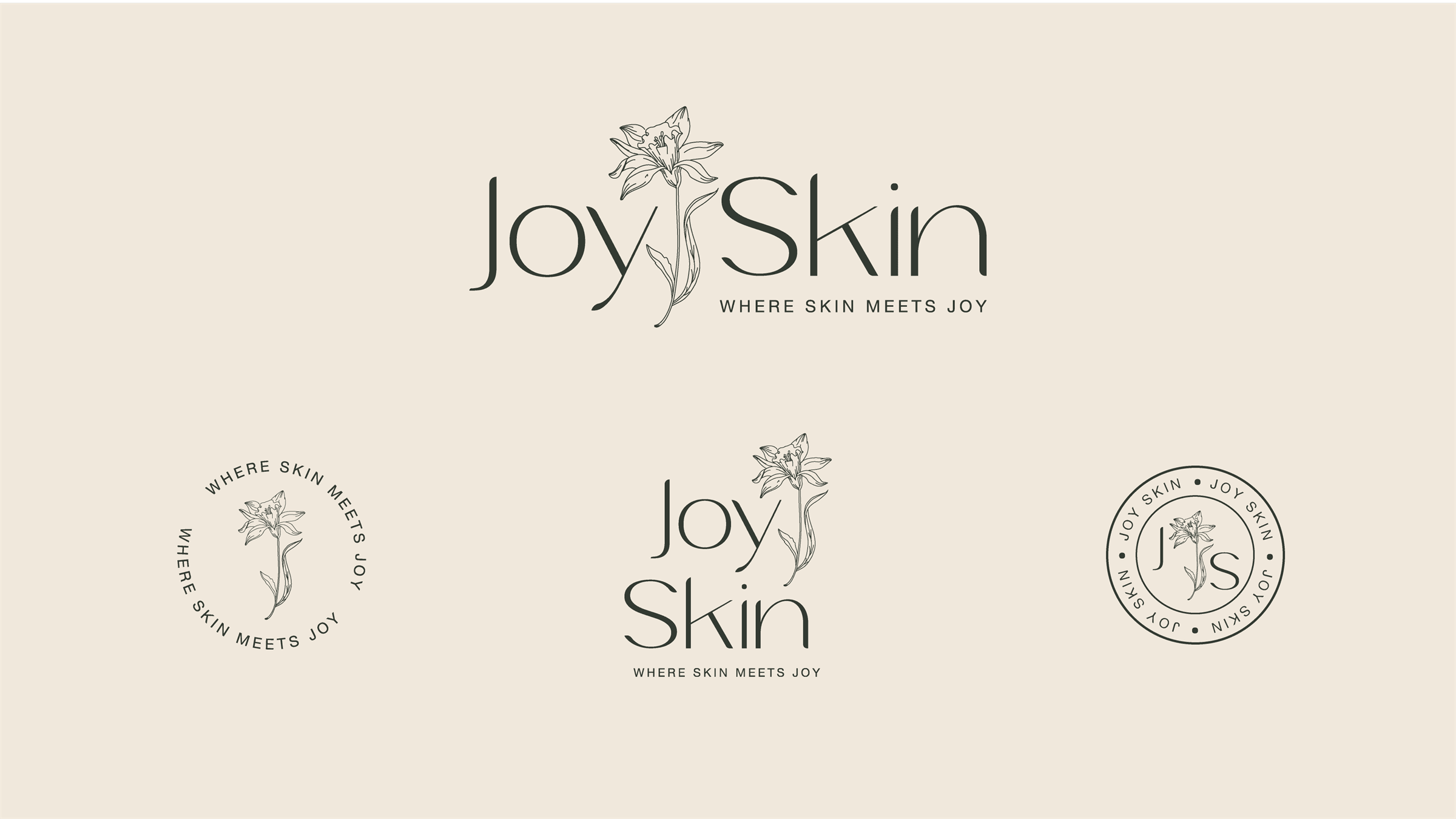 JoySkin typography and Narcissus flower sketch