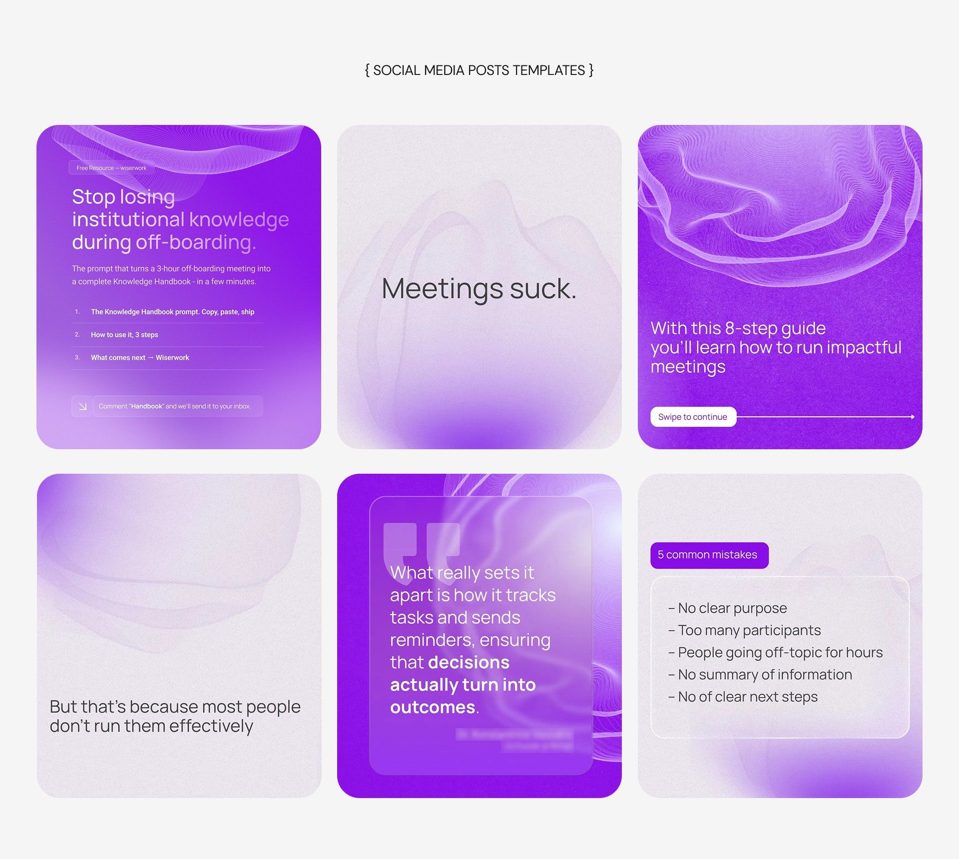 WiserWork social media post templates